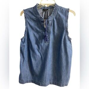 Talbots Blue Denim Sleeveless Blouse Medium NWT